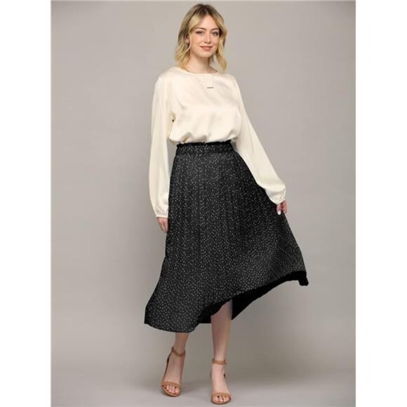 Womens High Waist Midi Swing Skirt with Pockets Black - Picture 4 of 5